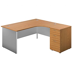 Panel Plus Ergonomic Radial Office Desks with Desk End Drawers