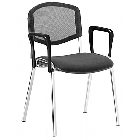 Iso Chrome Frame Mesh Back Conference Chair With Arms