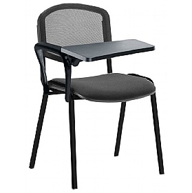 Iso Black Frame Mesh Back Conference Chair With Writing Tablet
