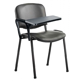 Iso Black Frame Vinyl Conference Chair With Writing Tablet