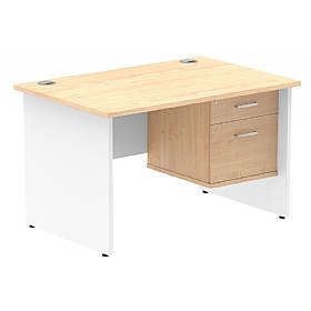 Contra Panel End Rectangular Desk With Single Fixed Drawers