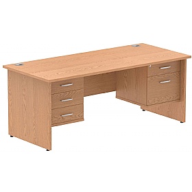 Impulse Panel End Rectangular Office Desk With Double Fixed Drawers