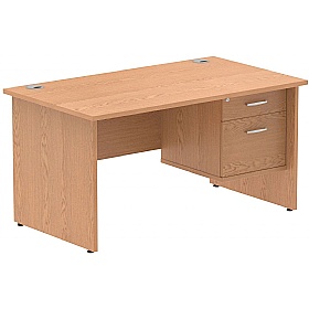 Impulse Panel End Rectangular Office Desk With Single Fixed Drawers