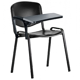 Iso Black Frame Poly Conference Chair With Writing Tablet