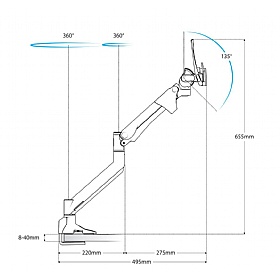 Levo Gas Lift Single Monitor Arm