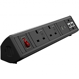 Boost Desktop Power Module 2 Power, 1 USB A, 1 USB C, 2 CAT 6 Data