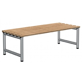 Double Wooden Slat Cloakroom Bench