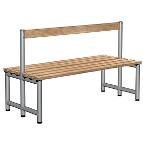 Double Wooden Slat Cloakroom Bench Seats