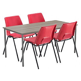 Rectangular Canteen Table with Poly Chairs Bundle