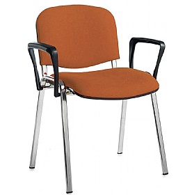 Ecton Chrome Frame Stacking Conference Chairs with Arms - Office Furniture