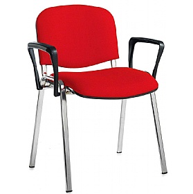 Ecton Chrome Frame Stacking Conference Chairs with Arms - Office Furniture