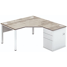 Analog Duo Radial Ergonomic Office Desk with Pedestal