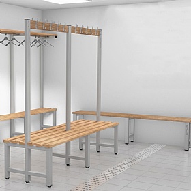 Pure Double Sided Changing and Cloakroom Bench Seats with Hooks - Lockers & Cloakroom