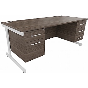Cogent Rectangular Office Desks with Double Fixed Drawers