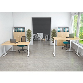 Aerial Electric Height Adjustable Ergonomic Radial Office Desks - Office Furniture