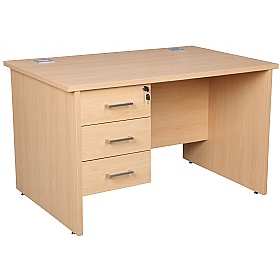 Horizon Panel End Rectangular Office Desks With Single Fixed Pedestal