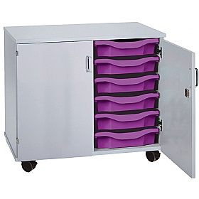 Premium 12 Tray Mobile Storage With Doors - Education
