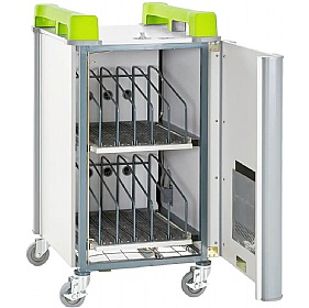 LapCabby 10V Vertical Laptop Charging and Storage Trolley Lime