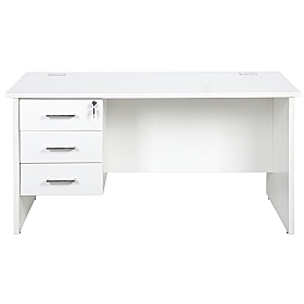 Horizon Panel End Rectangular Office Desks With Single Fixed Pedestal