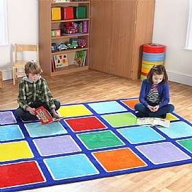 Rainbow Squares Rectangular Placement Carpet