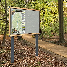 Shield Wood Effect Outdoor Freestanding Noticeboards with Sunken Posts