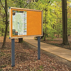 Shield Wood Effect Outdoor Freestanding Noticeboards with Sunken Posts