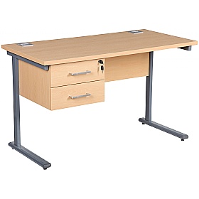 Horizon Compact Cantilever Office Desks With Single Fixed Pedestal