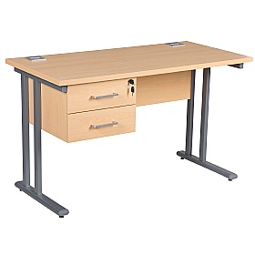 Horizon Compact Deluxe Rectangular Cantilever Office Desks With Single Fixed Ped