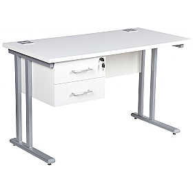 Horizon Compact Deluxe Rectangular Cantilever Office Desks With Single Fixed Ped
