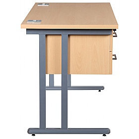 Horizon Compact Deluxe Rectangular Cantilever Office Desks With Single Fixed Ped