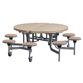 8 Seat Primo Round Mobile Folding Table with Stools