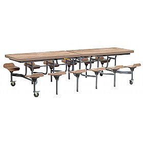 12 Seat Primo Rectangular Mobile Folding Table with Lipped Seats