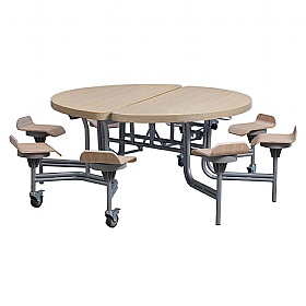 8 Seat Primo Round Mobile Folding Table with Lipped Seats