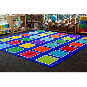 Rainbow Squares Large Placement Carpet - Education
