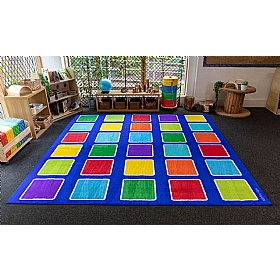 Rainbow Squares Large Placement Carpet - Education
