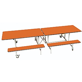 12 Seat Rectangular Mobile Folding School Dining Benches