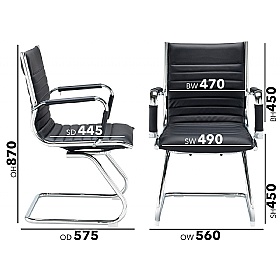 Bari Medium Back Leather Faced Visitor Office Chairs