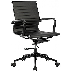 Aura Noir Medium Back Bonded Leather Executive Office Chairs