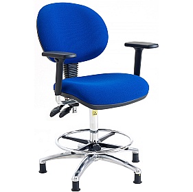ESD Static Dissipative Deluxe Ergonomic Fabric Draughtsman Chairs