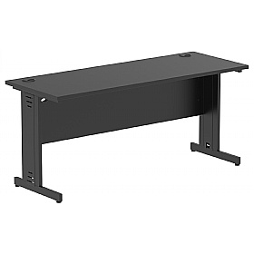 Onyx Black Shallow Rectangular Cable Managed Office Desks