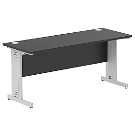 Onyx Black Shallow Rectangular Cable Managed Office Desks