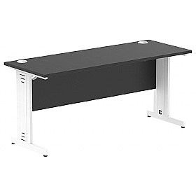 Onyx Black Shallow Rectangular Cable Managed Office Desks