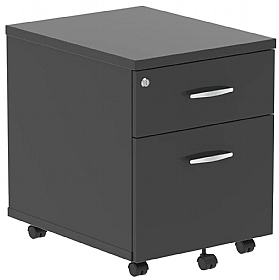Obsidian Black Low Under Desk Mobile Wooden Office Drawer Pedestals
