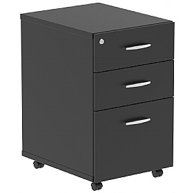 Obsidian Black Tall Under Desk Mobile Wooden Office Drawer Pedestals