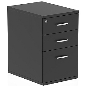 Obsidian Black Wooden Desk High Drawer Pedestals