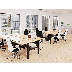 Air Electric Height Adjustable 4 Person Rectangular Back to Back Desks