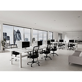 Air Electric Height Adjustable 6 Person Rectangular Back to Back Desks