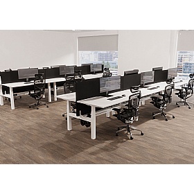 Air Electric Height Adjustable 6 Person Rectangular Back to Back Desks