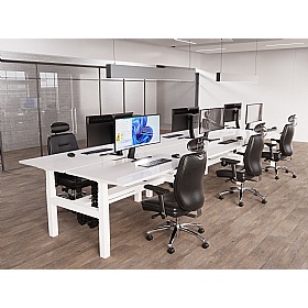 Air Electric Height Adjustable 6 Person Rectangular Back to Back Desks