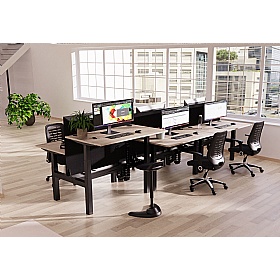 Air Electric Height Adjustable 6 Person Rectangular Back to Back Desks